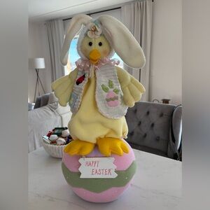 Easter Bunny Duck Figurine on Egg 20” tall